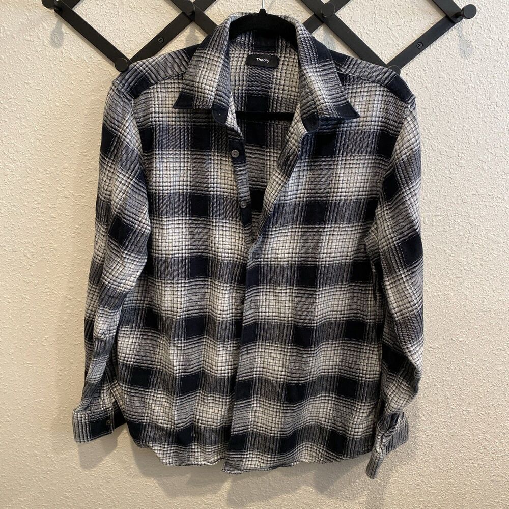 Theory Men’s Flannel Black/white Size Medium